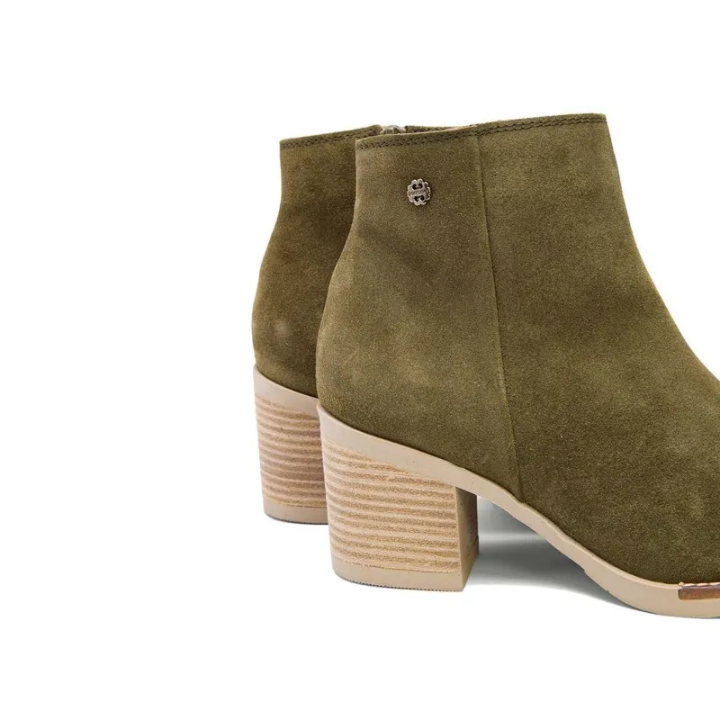 BOTINES DE TACÓN KAKI CON CREMALLERA NALA