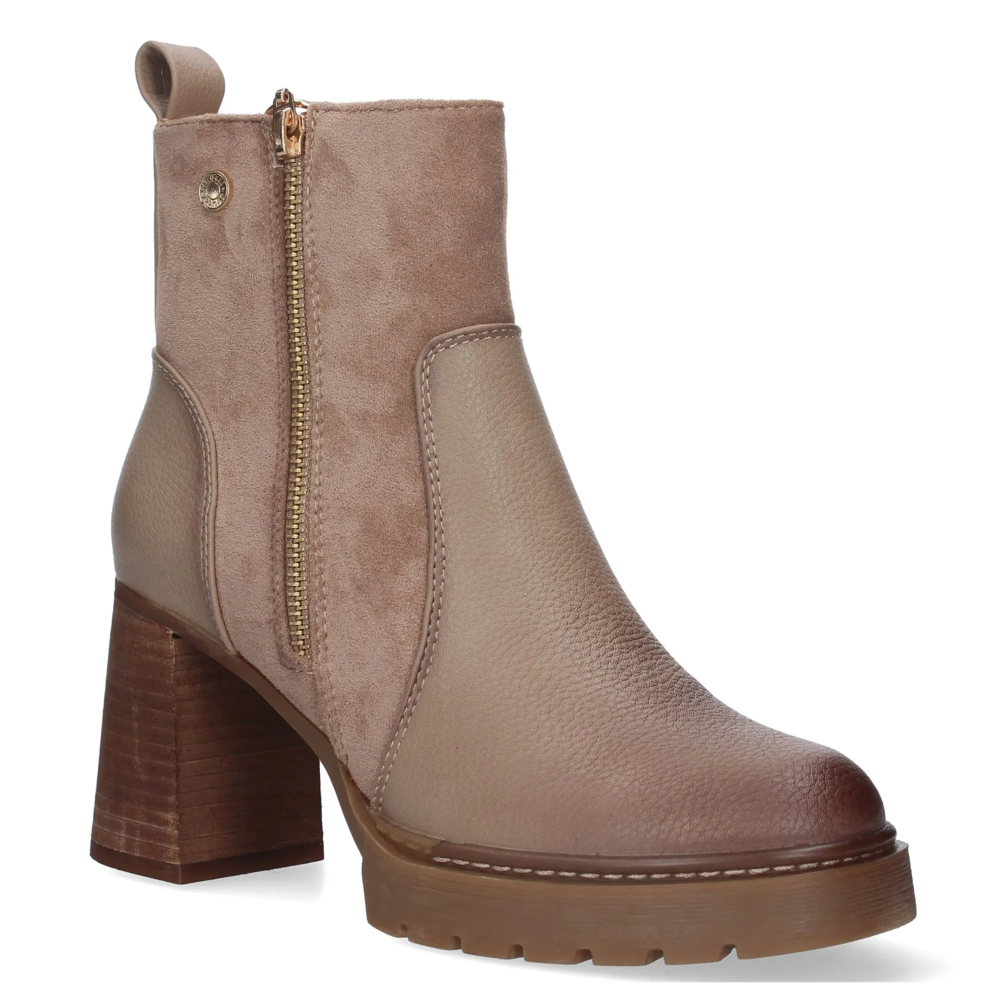 BOTINES DE TACóN COMODO CON CREMALLERA PARA MUER COLOR BEIGE VR3557