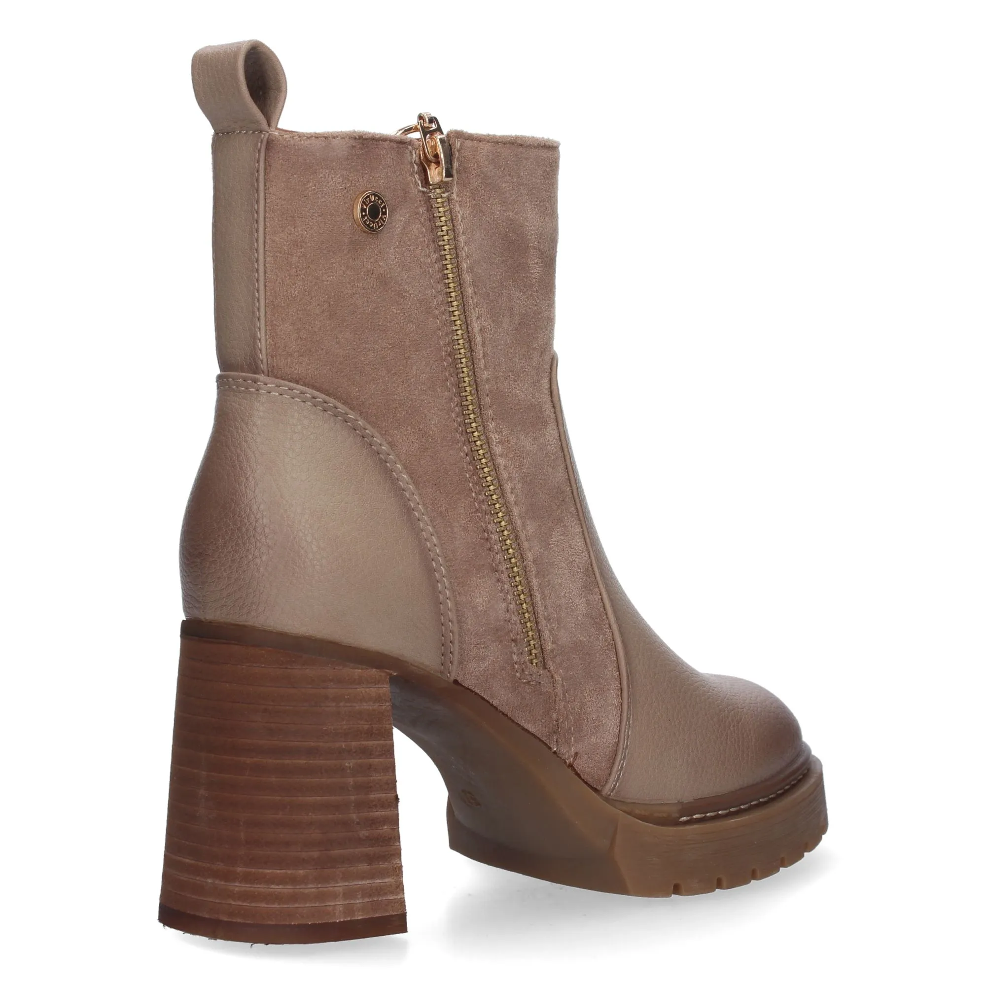 BOTINES DE TACóN COMODO CON CREMALLERA PARA MUER COLOR BEIGE VR3557