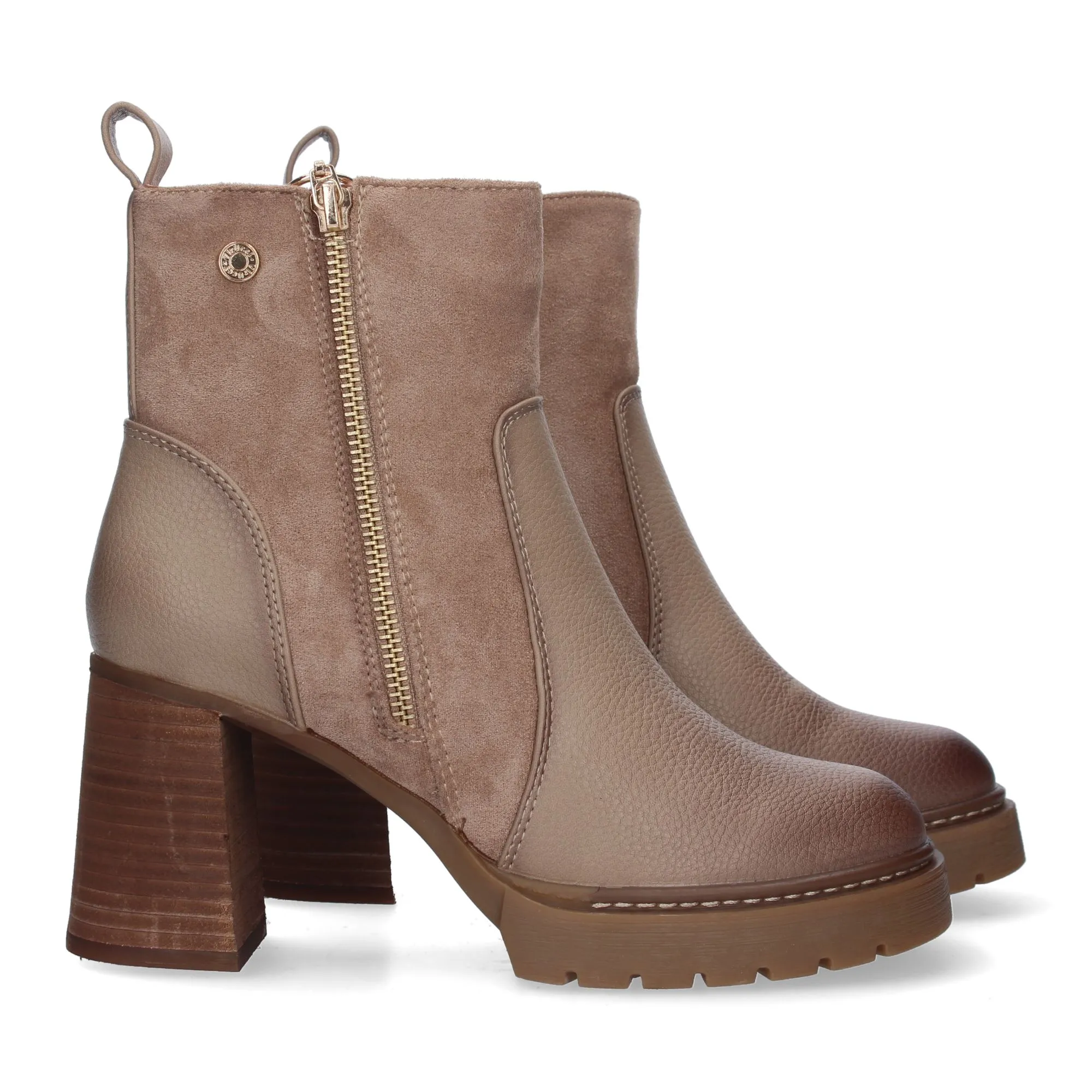BOTINES DE TACóN COMODO CON CREMALLERA PARA MUER COLOR BEIGE VR3557