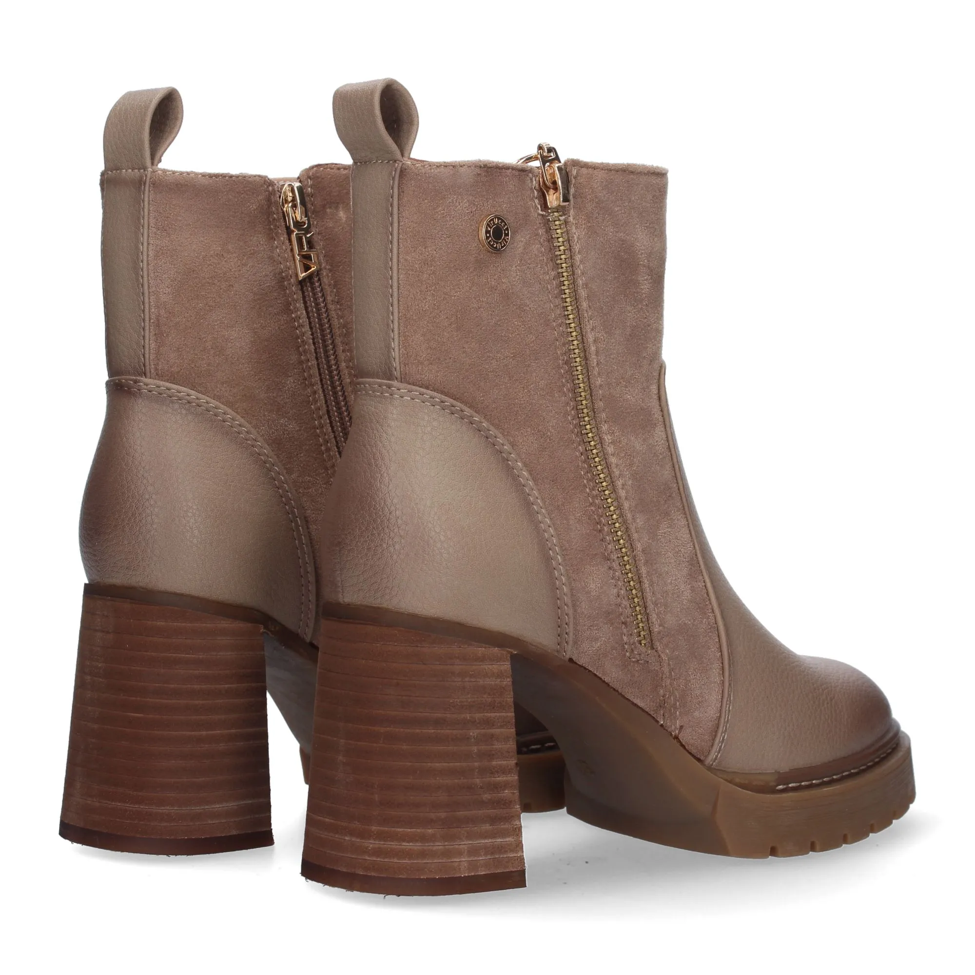 BOTINES DE TACóN COMODO CON CREMALLERA PARA MUER COLOR BEIGE VR3557