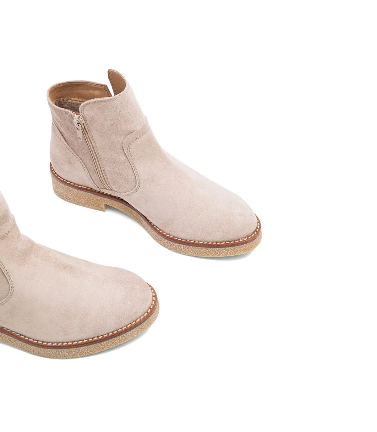 BOTINES PLANOS ARENA CON CREMALLERA VALERIE