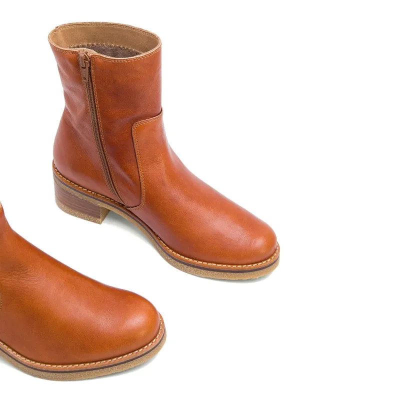 BOTINES PLANOS CUERO CON CREMALLERA PAX
