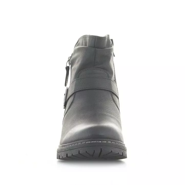 Botines planos Owel arusha negros con hebilla y cremallera decorativas