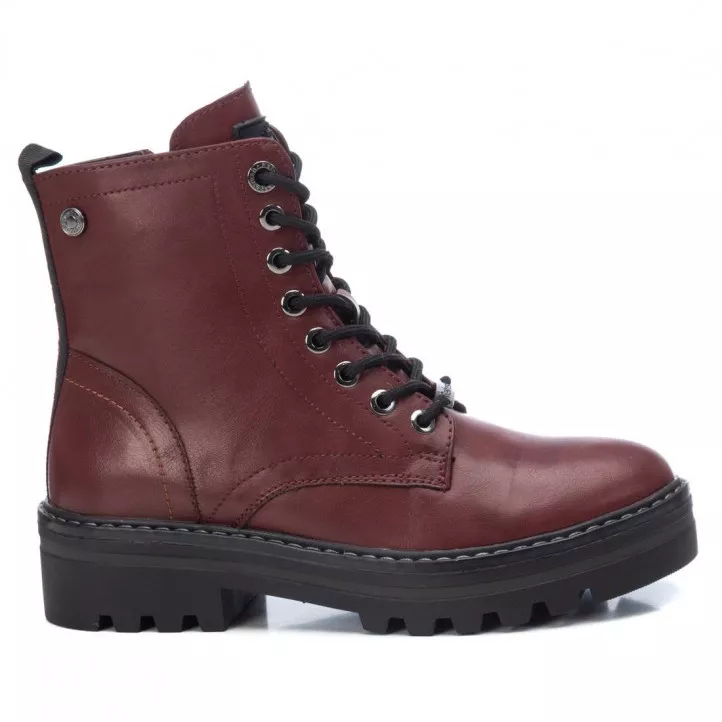 Botines planos Refresh rojos con cremallera lateral i cordons