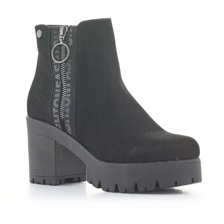 Botines tacón Owel amman negros con cremallera lateral