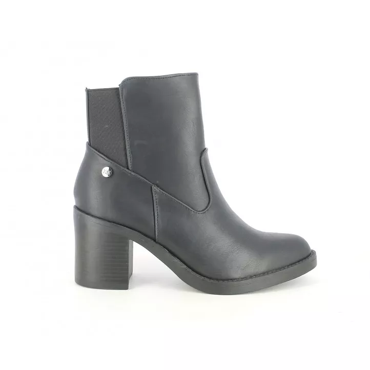 Botines tacón Xti negros con elástico en la caña y cremallera