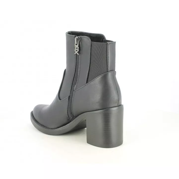 Botines tacón Xti negros con elástico en la caña y cremallera