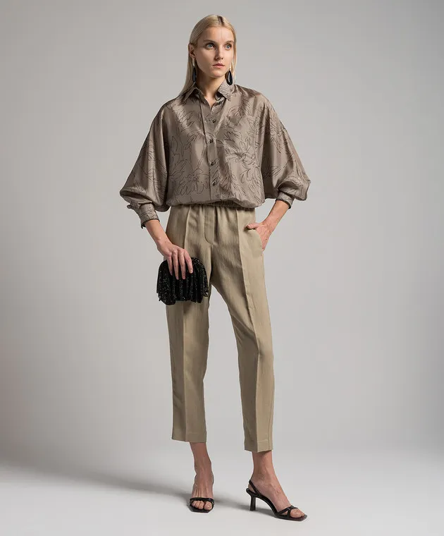 Brunello Cucinelli Beige pants with linen