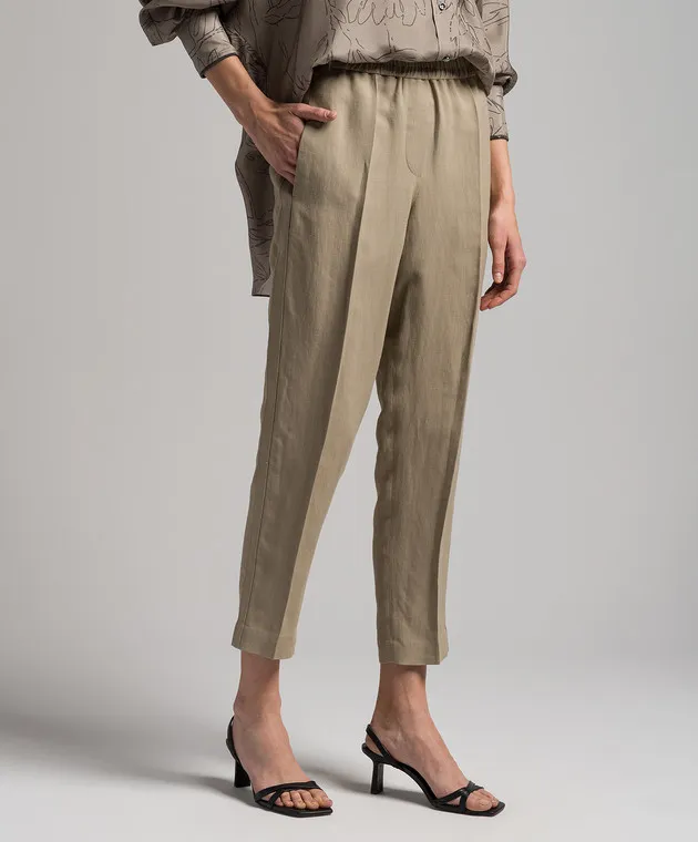 Brunello Cucinelli Beige pants with linen