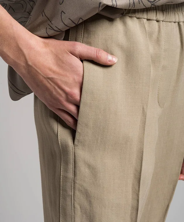 Brunello Cucinelli Beige pants with linen