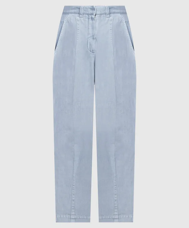 Brunello Cucinelli Blue pants with linen