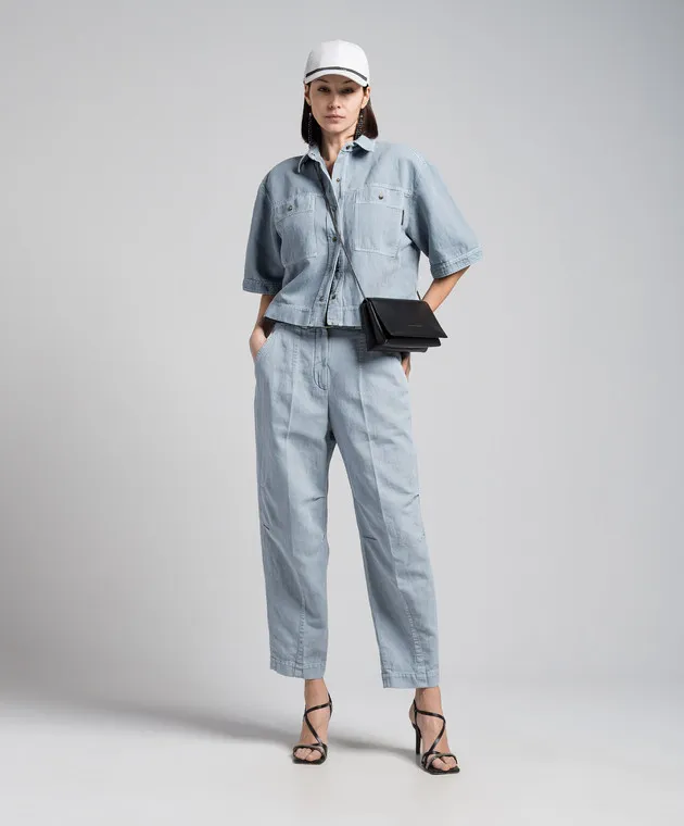 Brunello Cucinelli Blue pants with linen