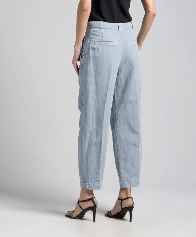 Brunello Cucinelli Blue pants with linen