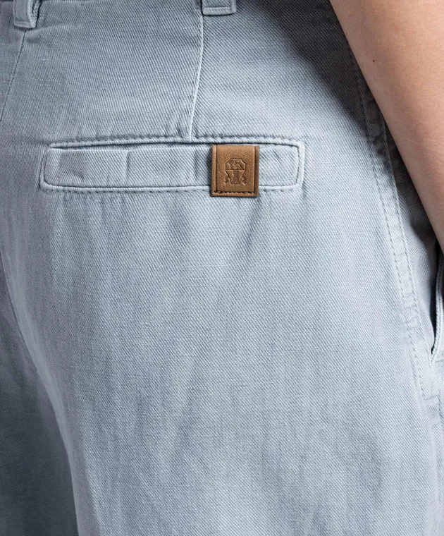 Brunello Cucinelli Blue pants with linen