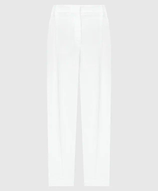 Brunello Cucinelli White linen pants with monil chain