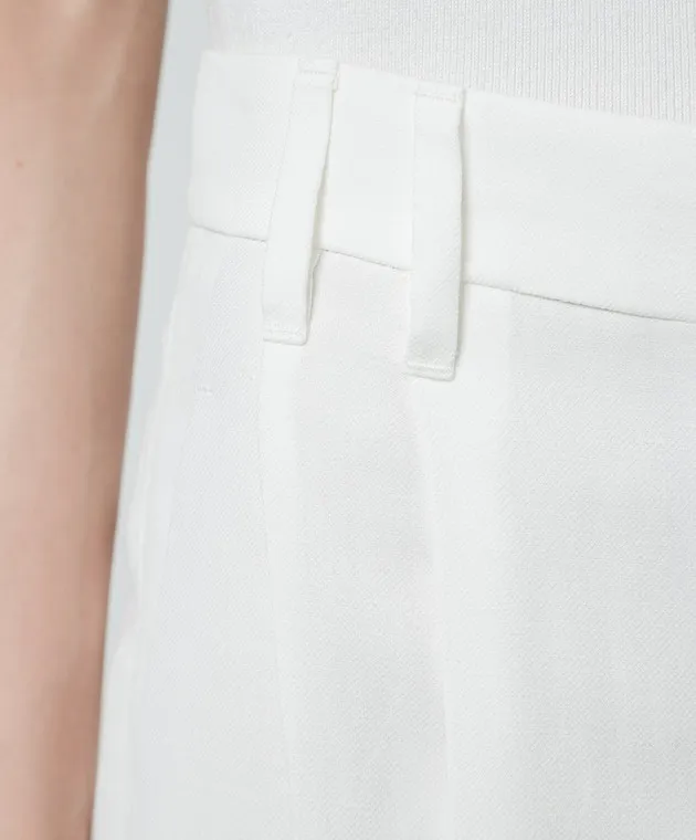 Brunello Cucinelli White linen pants with monil chain