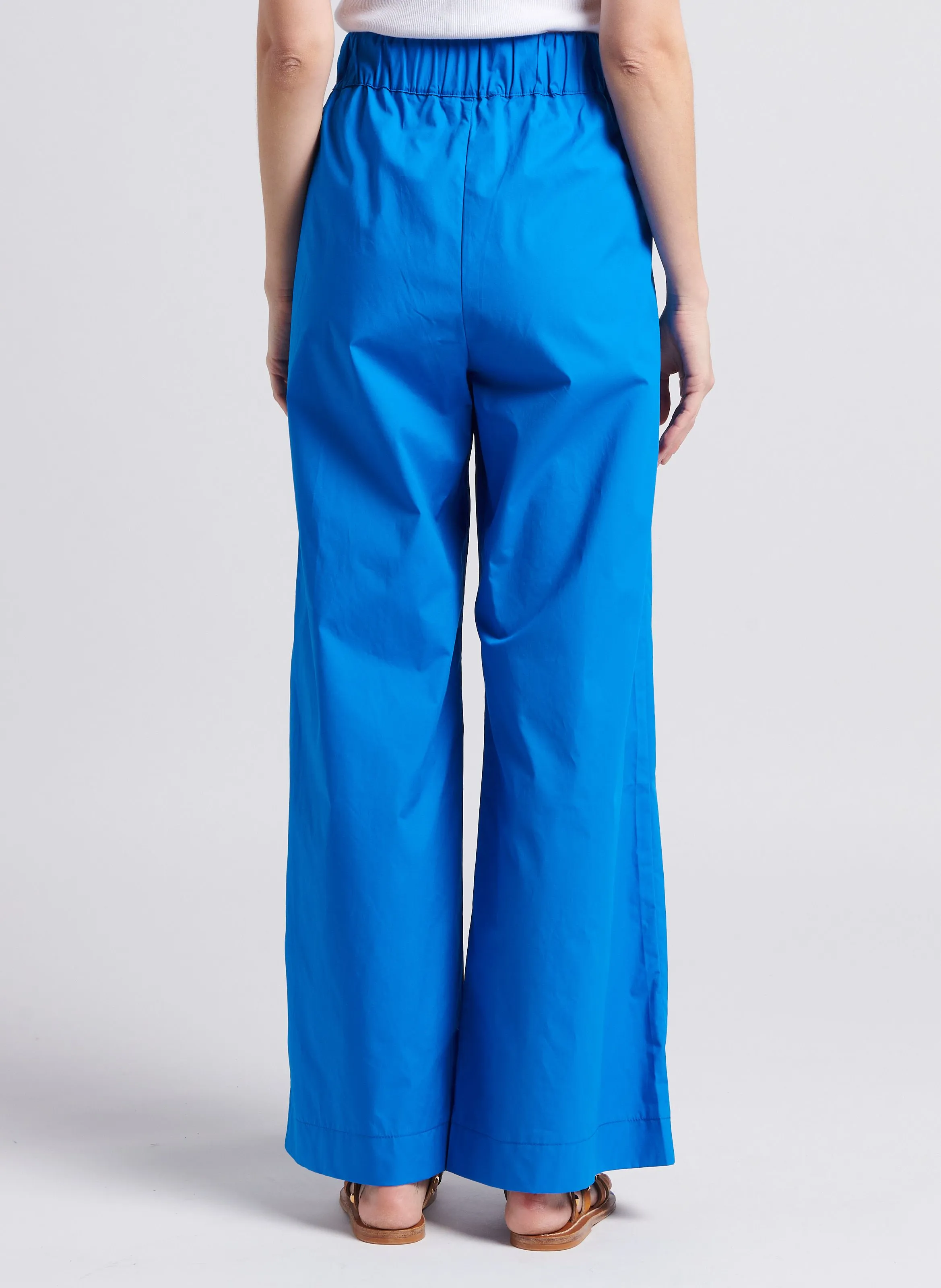 BY BAR BENJI  PANTALóN ANCHO DE TALLE ALTO DE ALGODóN ELáSTICO EN AZUL