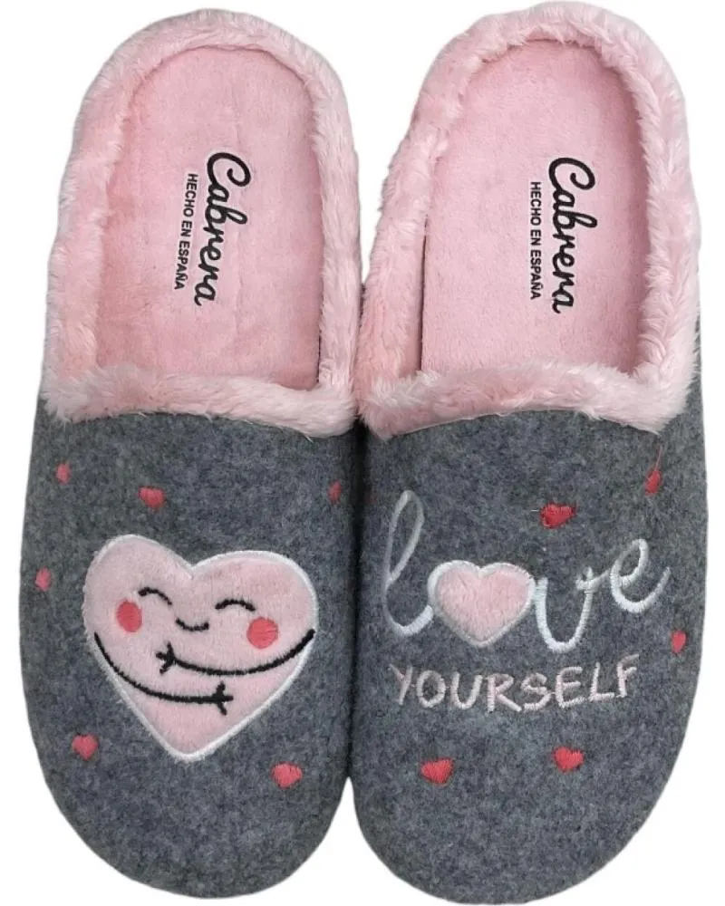 Calzado de casa CABRERA  de Mujer ZAPATILLAS DE CASA CORAZON  GRIS PICOS