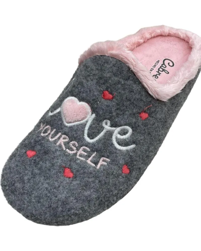 Calzado de casa CABRERA  de Mujer ZAPATILLAS DE CASA CORAZON  GRIS PICOS