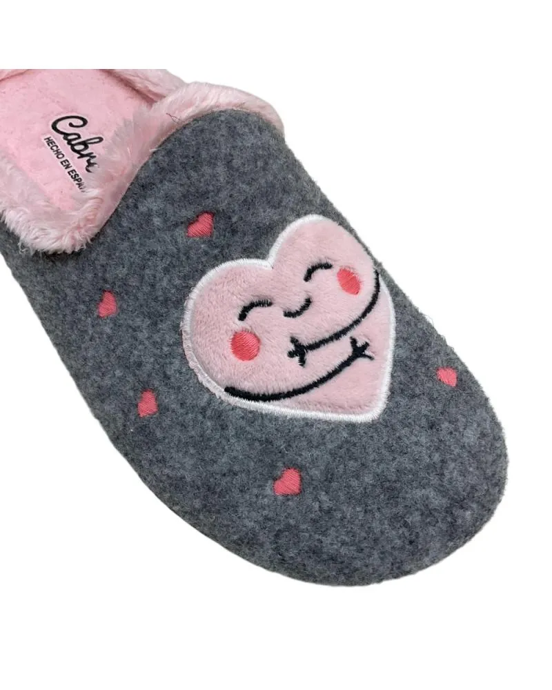 Calzado de casa CABRERA  de Mujer ZAPATILLAS DE CASA CORAZON  GRIS PICOS