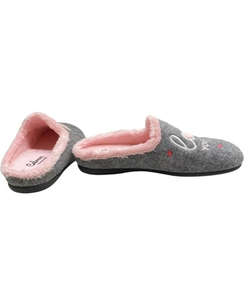 Calzado de casa CABRERA  de Mujer ZAPATILLAS DE CASA CORAZON  GRIS PICOS