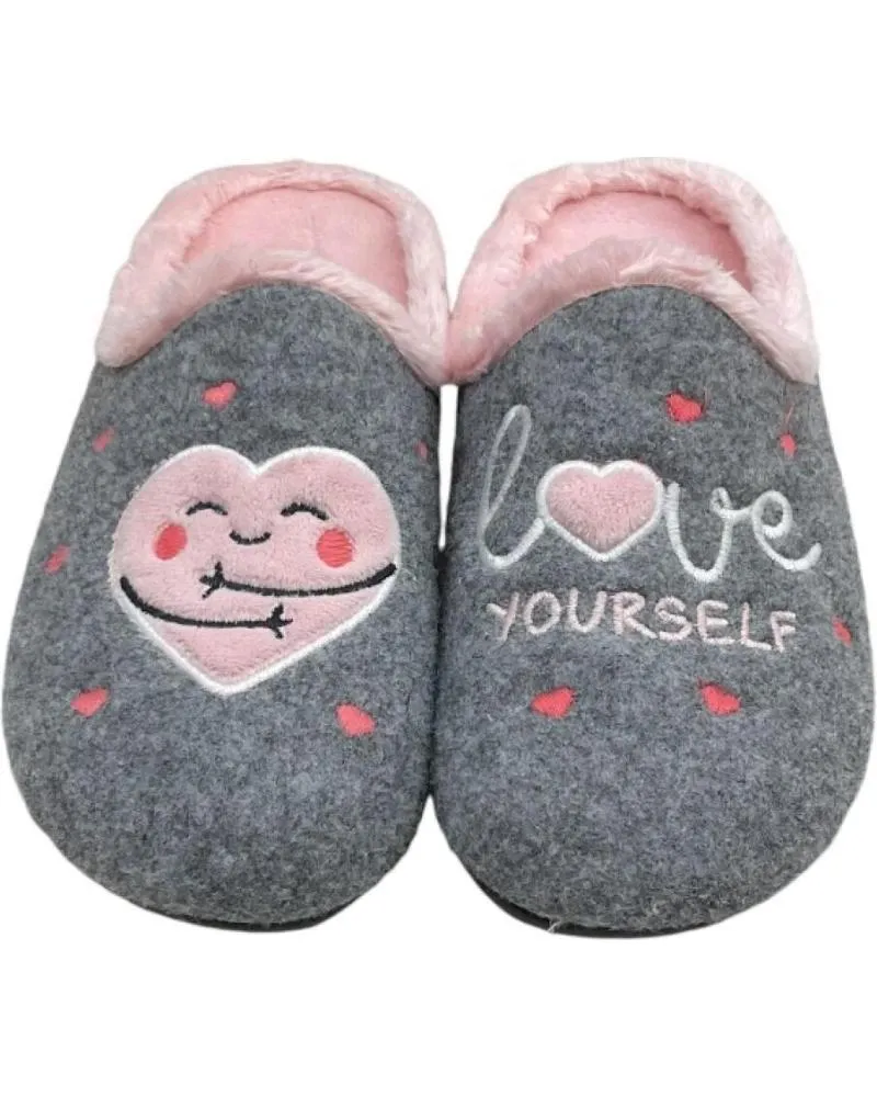 Calzado de casa CABRERA  de Mujer ZAPATILLAS DE CASA CORAZON  GRIS PICOS