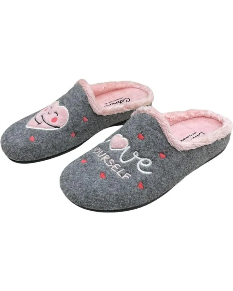 Calzado de casa CABRERA  de Mujer ZAPATILLAS DE CASA CORAZON  GRIS PICOS