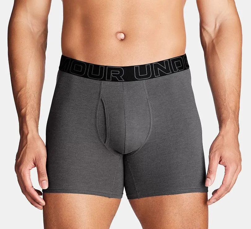 CALZONCILLOS UNDER ARMOUR PERF TECH COTTON 6IN 3 PACK  CASTLEROCK FULL HEATHER/RED STEEL  MEN´S