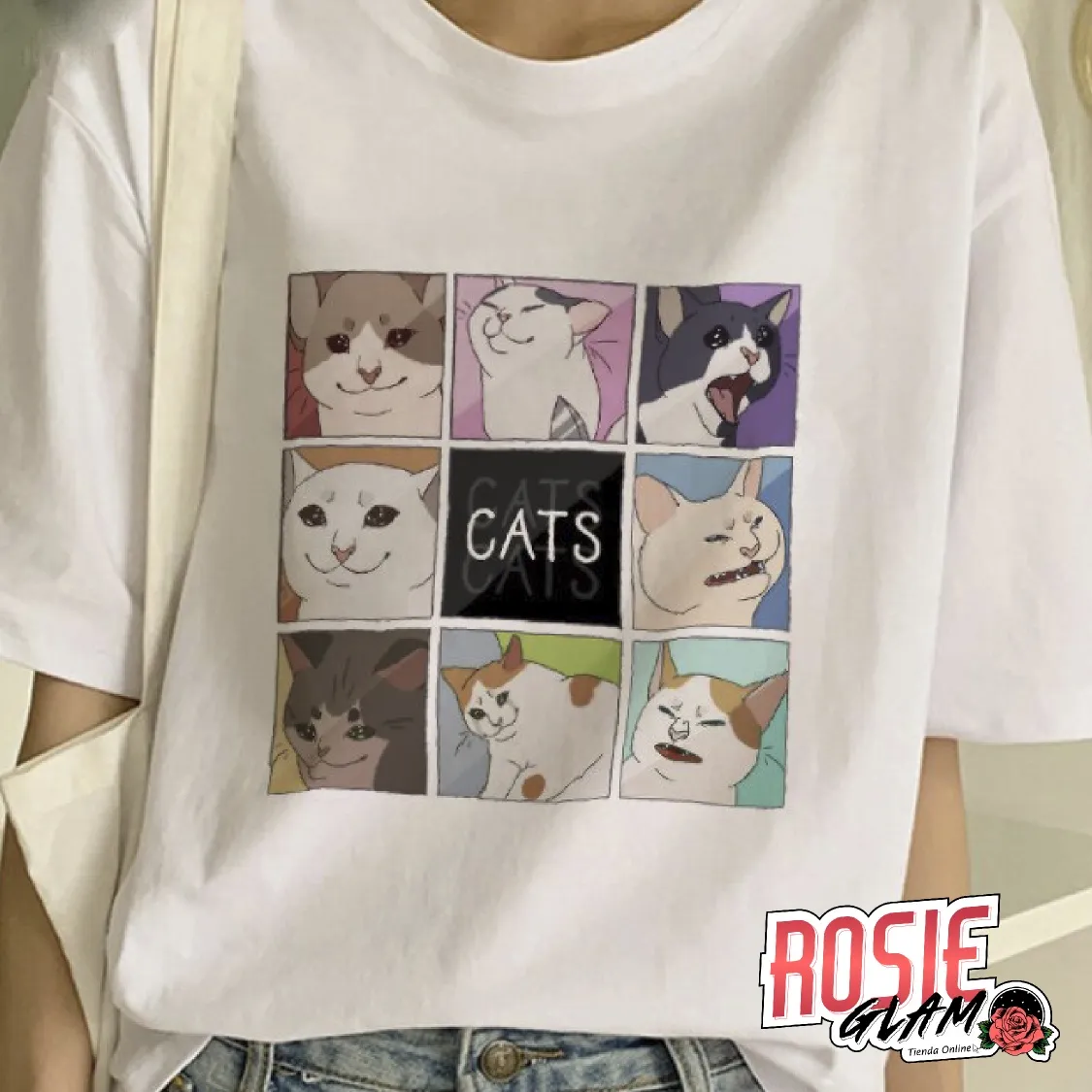 CAMISETA CATS MEMES  ROSIEGLAM