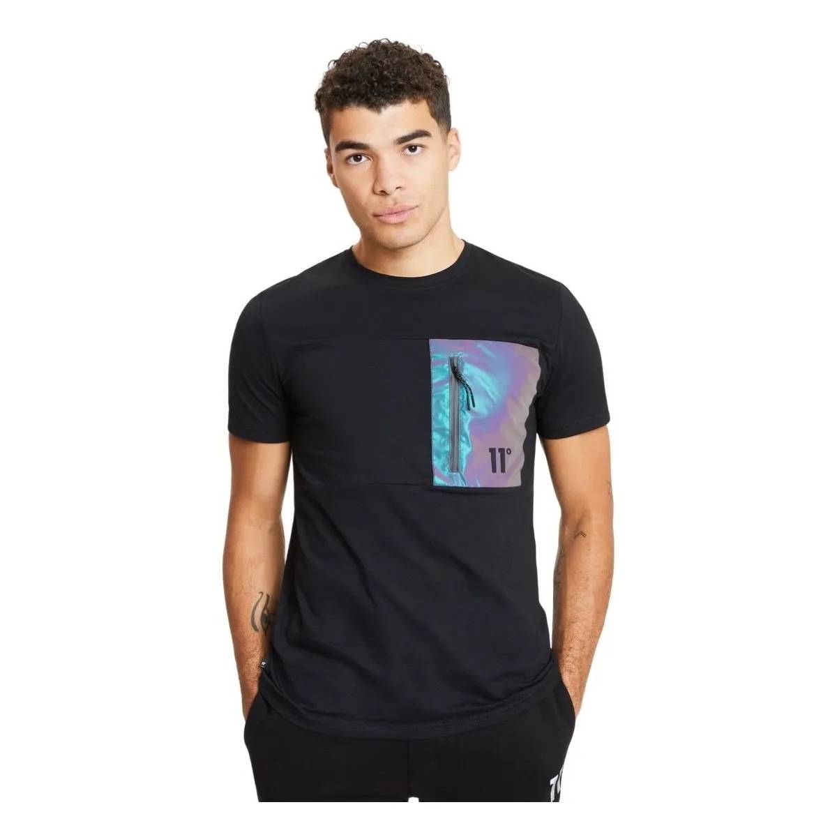 Camiseta  con Diseño Reflectante Negro