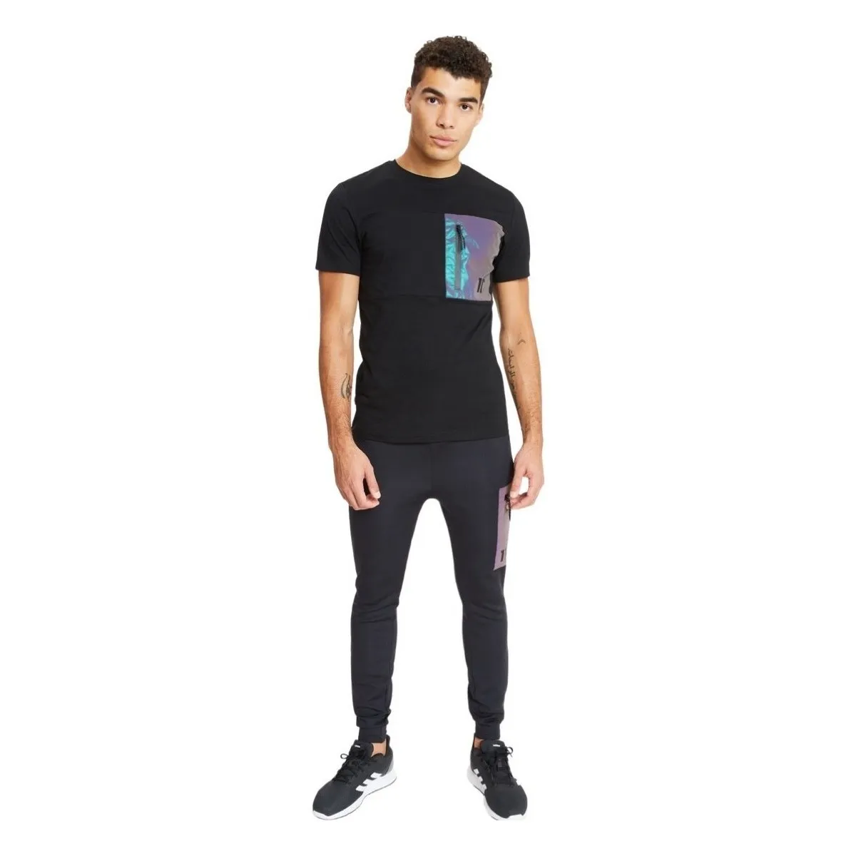 Camiseta  con Diseño Reflectante Negro