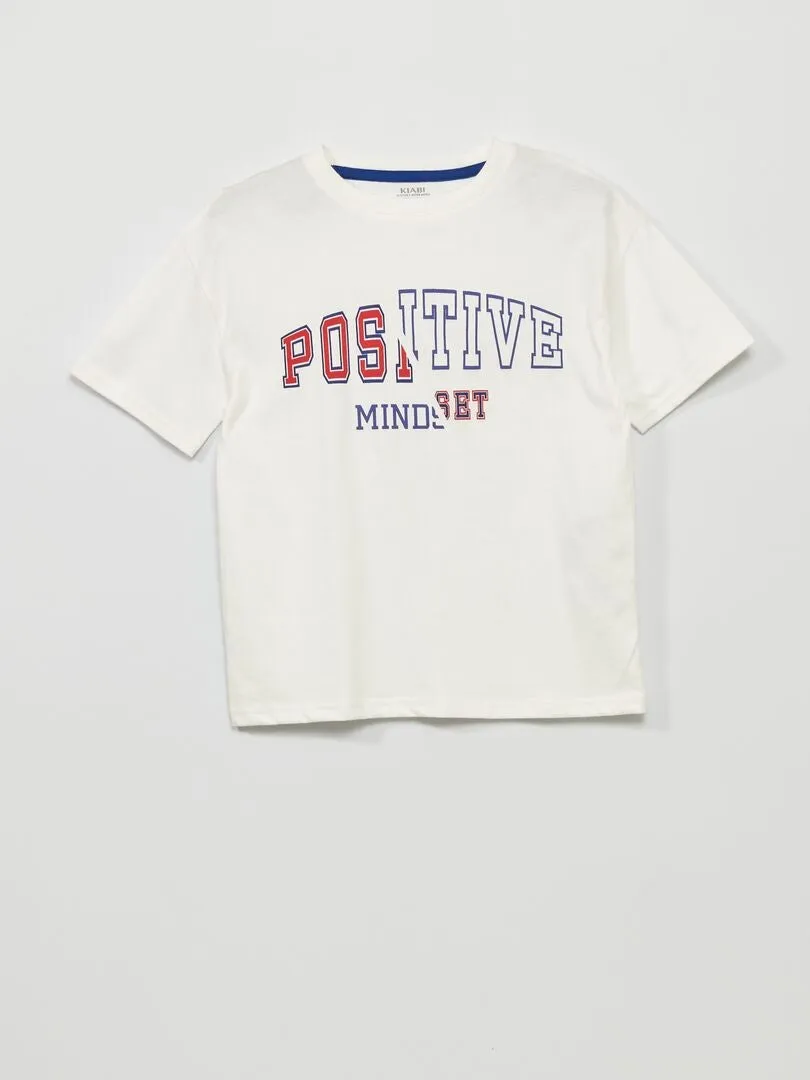 CAMISETA CON MENSAJE  BLANCO