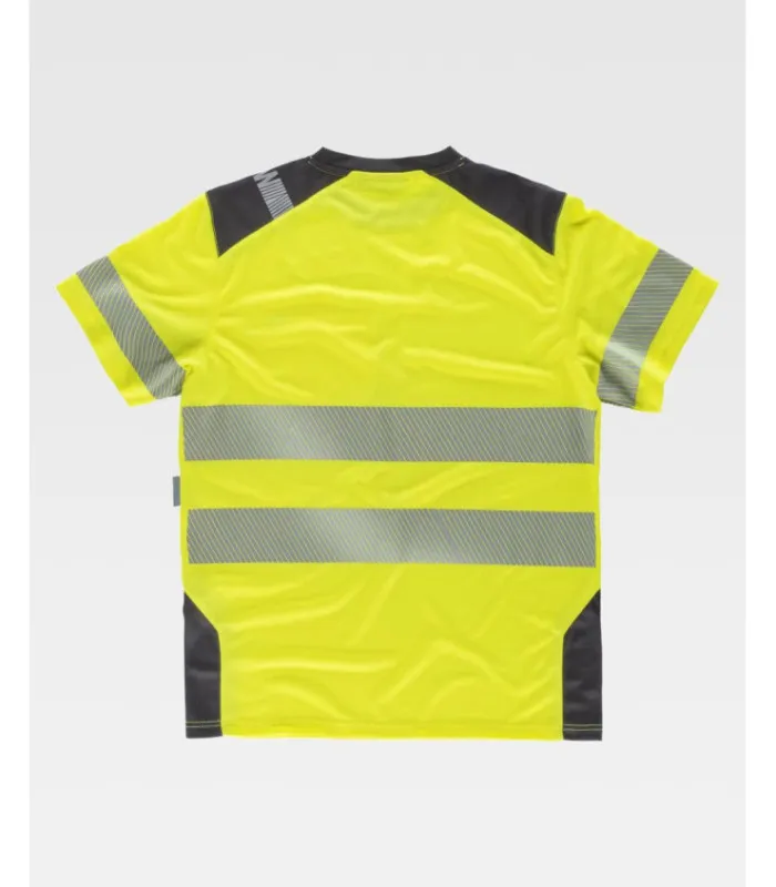 Camiseta de alta visibilidad manga corta en poliéster con cintas reflectantes segmentadas C9241