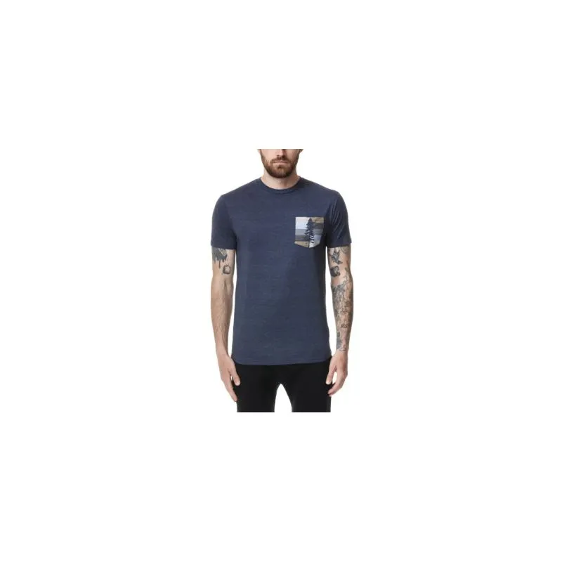 Camiseta de bolsillo Tentree Spruce Stripe para hombre (Dress Blue Heather)