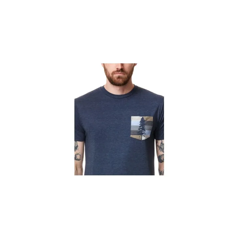 Camiseta de bolsillo Tentree Spruce Stripe para hombre (Dress Blue Heather)