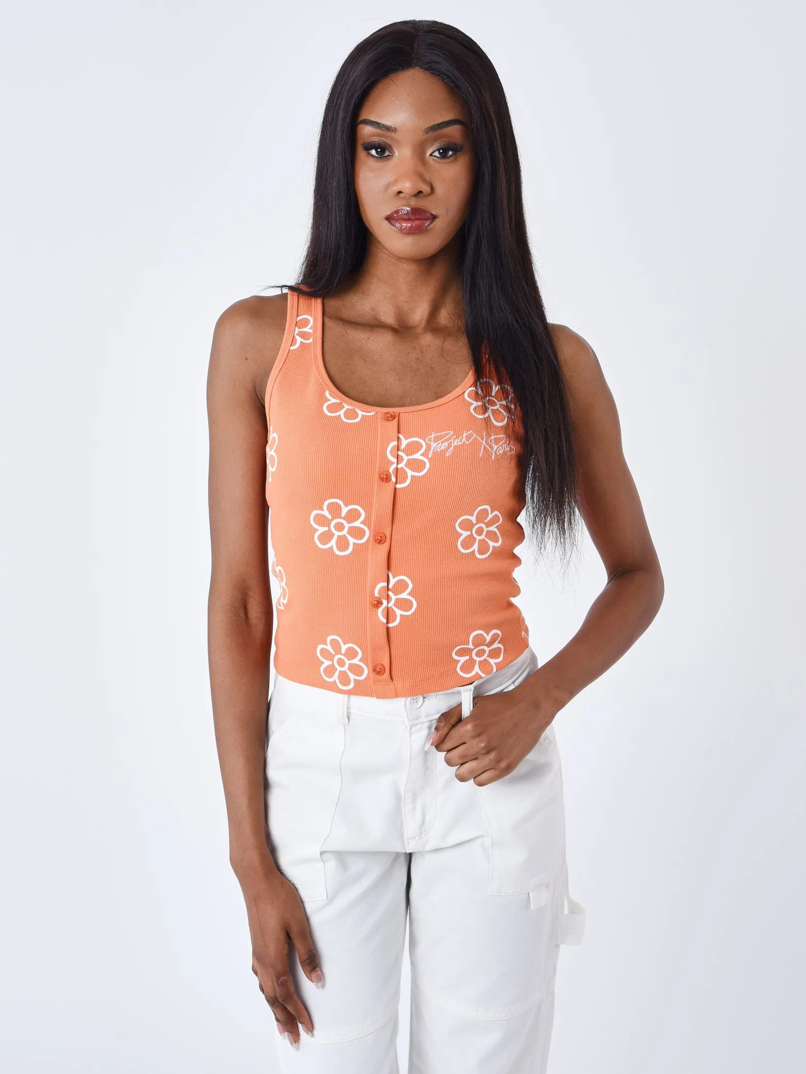 Camiseta de tirantes con diseño floral