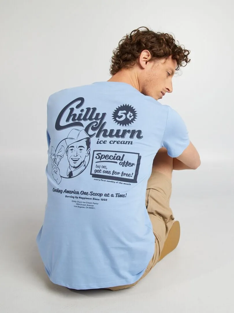 CAMISETA ESTAMPADA DE MANGA CORTA  AZUL