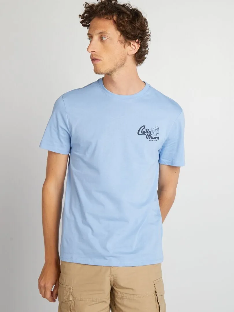 CAMISETA ESTAMPADA DE MANGA CORTA  AZUL
