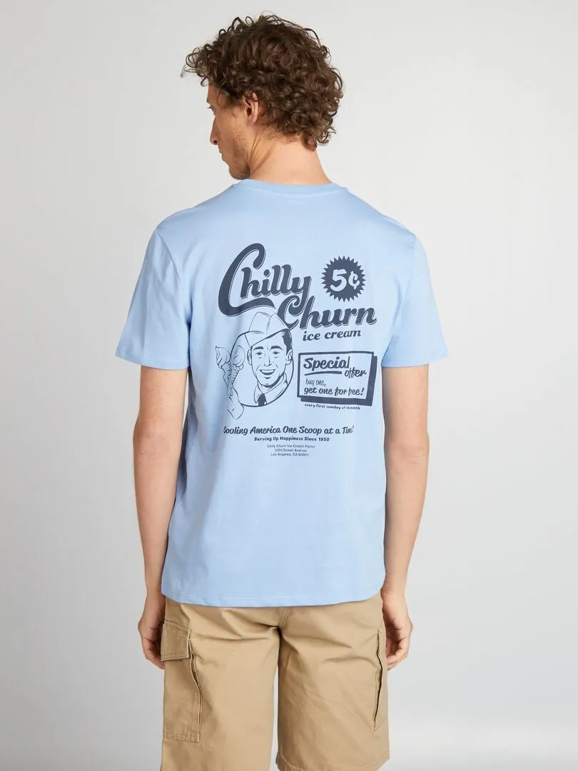 CAMISETA ESTAMPADA DE MANGA CORTA  AZUL