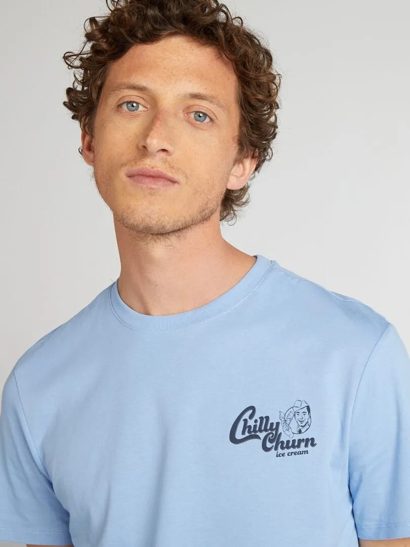 CAMISETA ESTAMPADA DE MANGA CORTA  AZUL