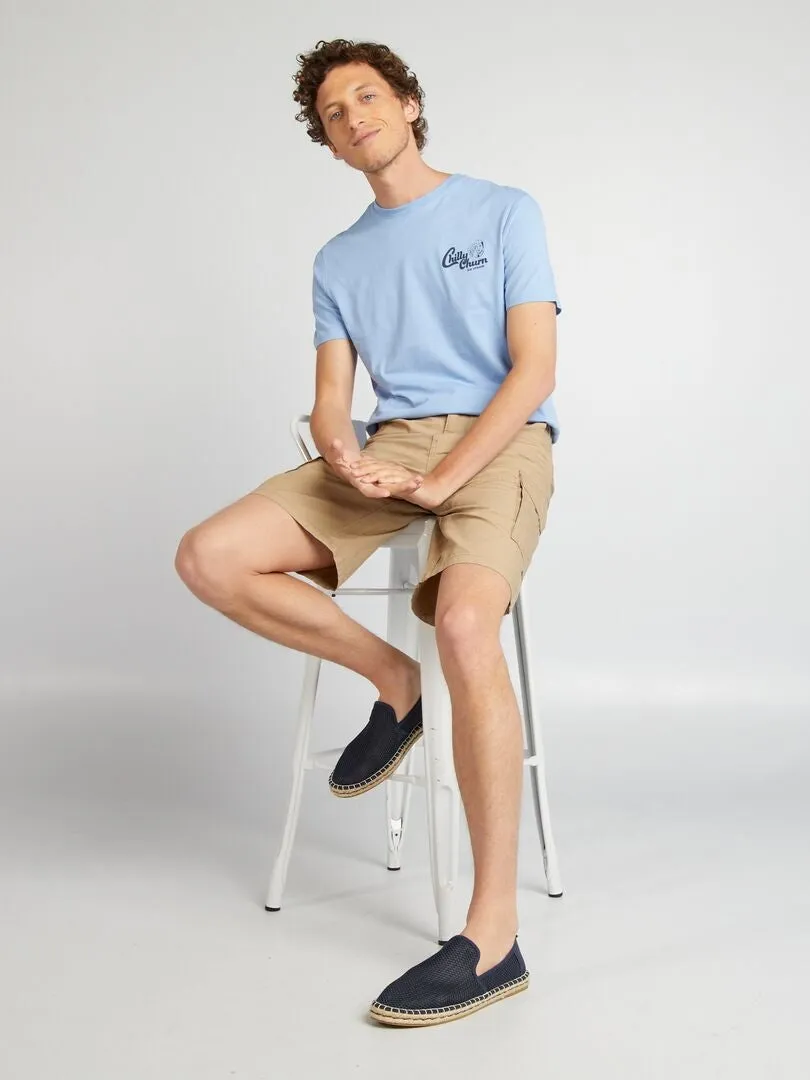CAMISETA ESTAMPADA DE MANGA CORTA  AZUL