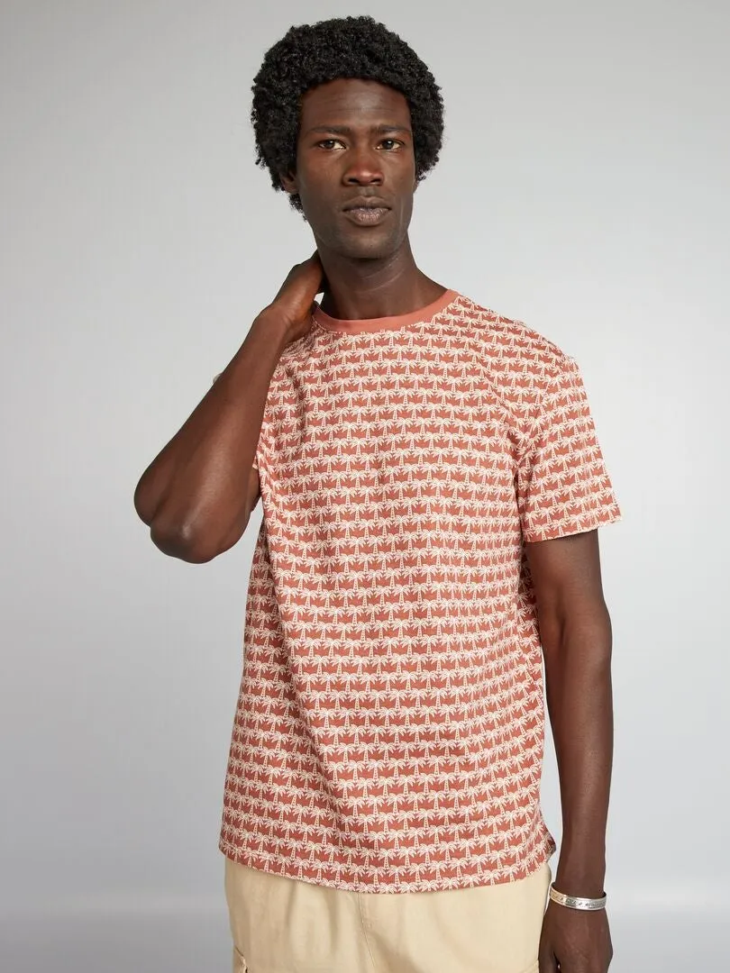 CAMISETA ESTAMPADA DE MANGA CORTA  MARRON