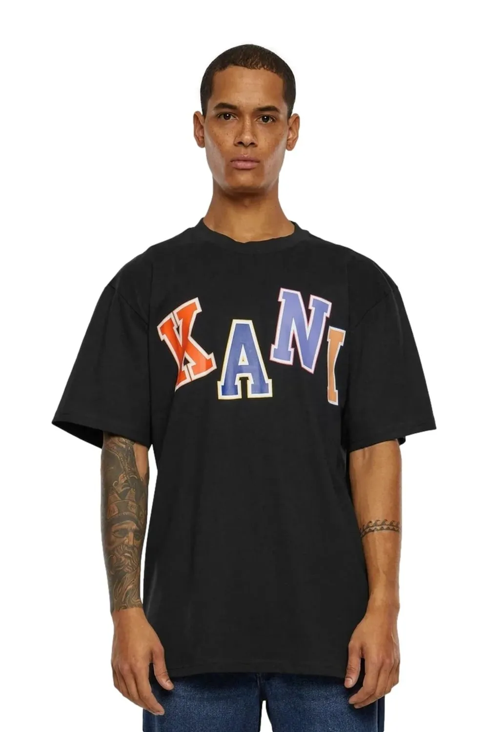 Camiseta karl kani negra woven signature logo tee