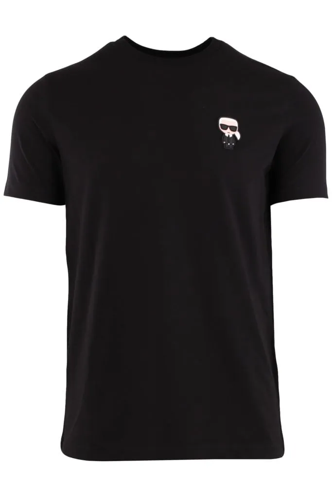 Camiseta negra con logo engomado de Karl