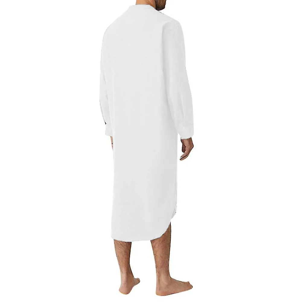 Capucha para hombre Camisa de dormir de una pieza Camisa de algodón Ropa de dormir suave Pijama de camisón liso