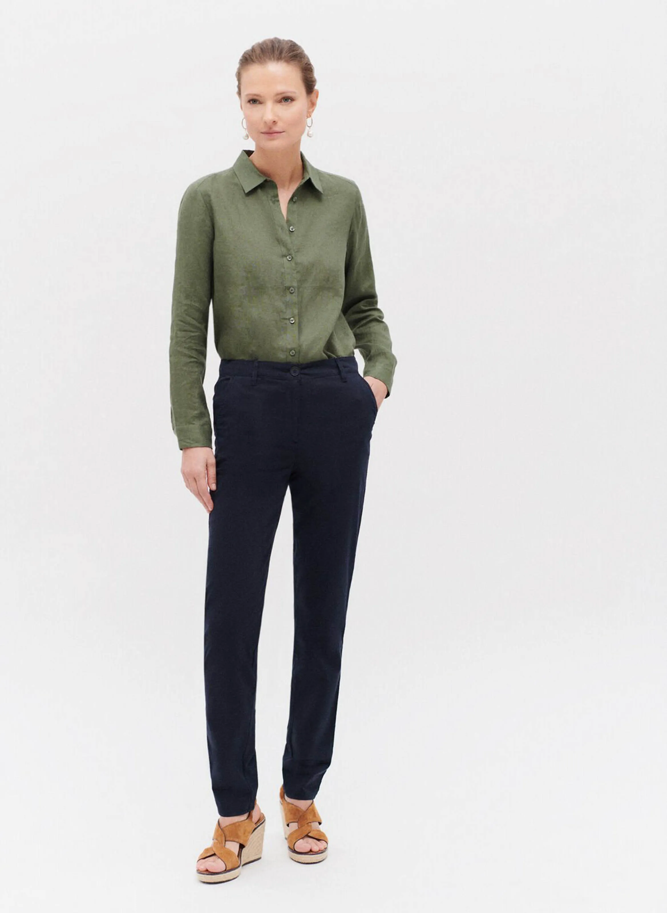 CAROLL ADELMOB  PANTALóN CHINO DE MEZCLA DE ALGODóN EN AZUL