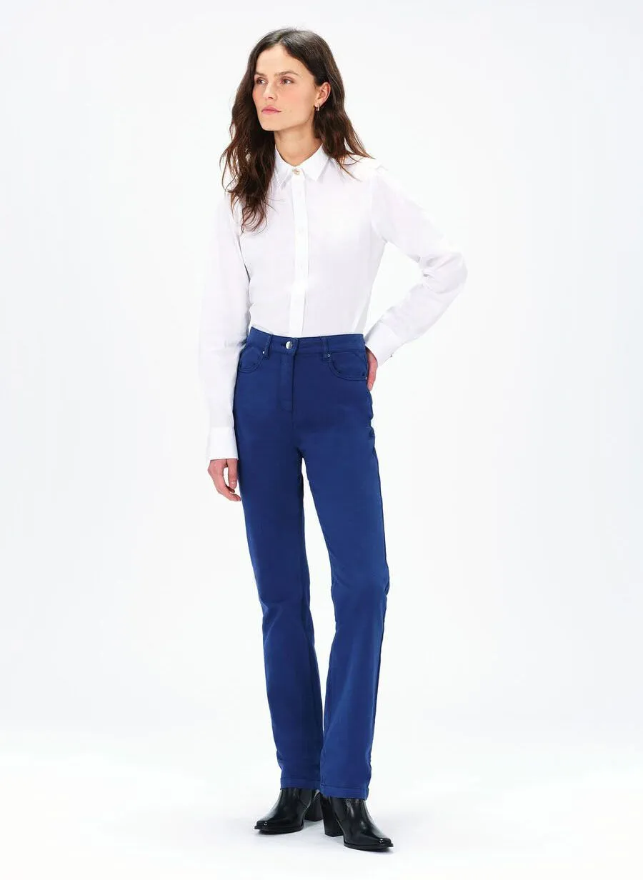 CAROLL DARLING  PANTALóN RECTO DE MEZCLA DE ALGODóN DE TALLE ALTO EN AZUL