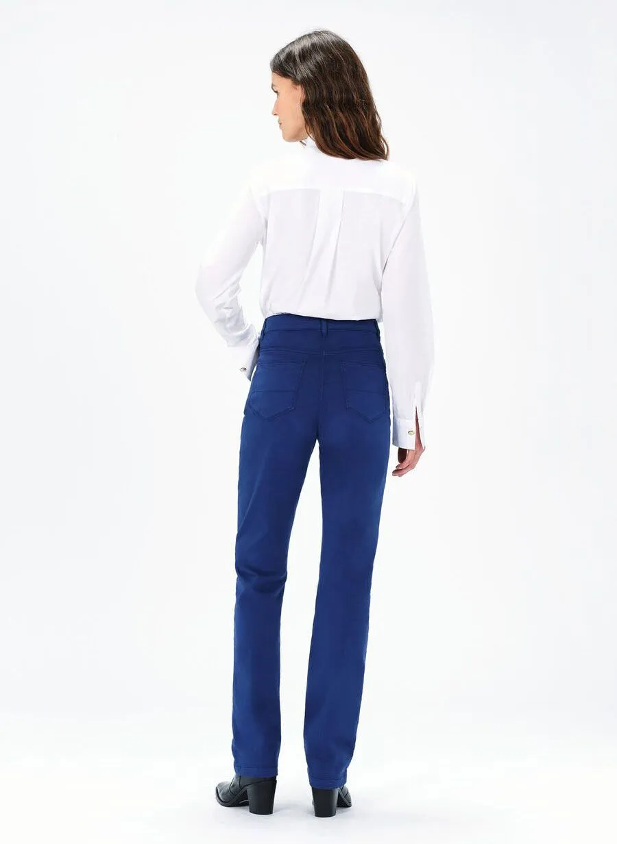 CAROLL DARLING  PANTALóN RECTO DE MEZCLA DE ALGODóN DE TALLE ALTO EN AZUL