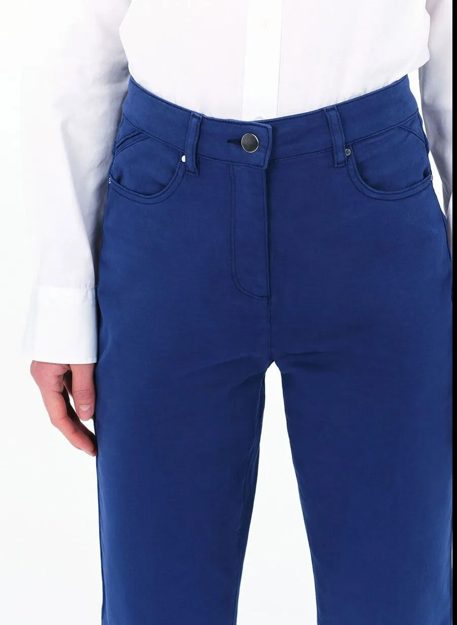 CAROLL DARLING  PANTALóN RECTO DE MEZCLA DE ALGODóN DE TALLE ALTO EN AZUL
